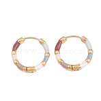 Women's Colorful Alloy Enamel Huggie Hoop Earrings, Golden, 18x3mm(AL-CBA3C8B-17G)