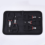 45# Steel Jewelry Plier Sets, Including Side Cutting Plier, Round Nose Plier, Wire Cutter Plier, Flat Nose Plier and Needle Nose Pliers, Black, 10.6x7.1x0.95cm/11.75x7.8x0.9cm/12.1x7.6x0.9cm/11.7x7.9x1.05cm/14.3x7.8x1.05cm, 5pcs/set(TOOL-S012-11)