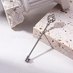 Brass Pave Synthetic Opal Crown Key Cartilage Earrings, with 316L Surgical Stainless Steel Pins, Platinum, Bar Length: 37mm, Pin: 1.6mm(FS-WGDBF86-01)