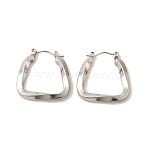 Non-Tarnish 304 Stainless Steel Trapezoid Hoop Earrings for Women, Stainless Steel Color, 25x26x3.5mm, Pin: 0.7mm(EJEW-P202-05P)