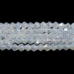 Imitation Jade Electroplate Glass Beads Strands, AB Color Plated, Faceted, Bicone, Clear, 2.9~3.3x2.5mm, Hole: 0.7mm, about 135~140pcs/strand, 38~40cm(EGLA-A039-J2mm-B05)