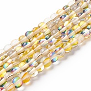 Synthetic Moonstone Beads Strands, Round, Goldenrod, 6mm, Hole: 0.8mm, about 63pcs/strand, 14.57''~15.55''(37~39.5cm)(G-E573-02A-19)