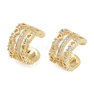 Brass Micro Pave Clear Cubic Zirconia Cuff Earring for Women, Heart, Real 18K Gold Plated, 13x9mm(EJEW-S225-19G-02)