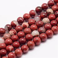 Natural Red Jasper Bead Strands, Round, 10mm, Hole: 1mm, about 38pcs/strand, 15.5 inch(G-K153-B19-10mm)