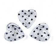 Transparent Acrylic Pendants, Heart with Polka Dot Pattern, Black, 22x21x9.5mm, Hole: 1.8mm(TACR-N006-17-A01)