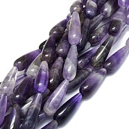 Natural Amethyst Beads Strands, Waterdrop, 30x10mm, Hole: 1.4mm, about 13pcs/strand, 15.75''(40cm)(G-E576-40)