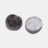 Electroplate Natural Druzy Crystal Cabochons, Flat Round, Dyed, Black, 8x3~6mm(G-L047-8mm-03)