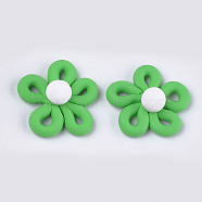 Handmade Polymer Clay Cabochons, Flower, Lime Green, 27~28x26~28x10~11mm(CLAY-S091-33E)