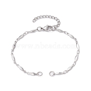 304 Stainless Steel Oval Link Chain Bracelet Makings, Fit for Connector Charms, with Lobster Claw Clasp & Chain Extender, Stainless Steel Color, 6-3/4 inch(17.2cm), Hole: 3.5mm(AJEW-JB01183)