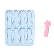 Cat's Claw Shape DIY Food Grade Silicone Molds, Fondant Molds, Resin Casting Molds, for Chocolate, Candy, UV Resin & Epoxy Resin Craft Making, Sky Blue, 155x181x19mm(WG34854-01)