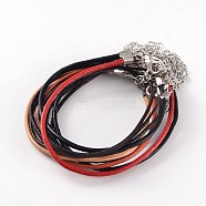 DIY Leather Cord Bracelets Making, with Brass Lobster Claw Clasps, Mixed Color, 180mm(7-1/8 inch), 1~1.5mm(BJEW-JB02187)