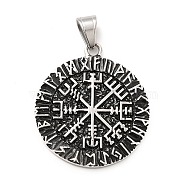 304 Stainless Steel Pendants, Viking Talisman Charms, Antique Silver, 44.5x39x3.5mm, Hole: 9x6mm(X-STAS-K243-02AS)