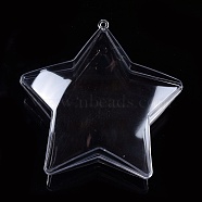 Openable Transparent Plastic Pendants, Fillable Plastic Bauble Christmas Ornament, Star, Clear, 107x103x42mm, Hole: 3mm(CON-K007-05B)