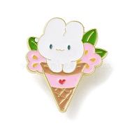 Zinc Alloy Animal Ice Cream Enamel Pin Brooch, for Backpack Clothes, Rabbit, 34x29.5x1.3mm(JEWB-M036-01A-G)