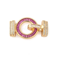 Brass Micro Pave Cubic Zirconia Fold Over Clasps, Ring, Real 18K Gold Plated, 33.5mm(KK-L289-007G)