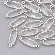 Glass Links, with Silver Color Plated Eco-Friendly Alloy Findings, Faceted, Oval, Clear, 21x7x3mm, Hole: 1.2mm(GLAA-S188-A-05S)