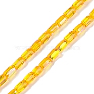 Electroplate Glass Beads Strands, AB Color Plated, Faceted, Column, Gold, 6.5x4mm, Hole: 0.8mm, about 80pcs/strand, 20.08''(51cm)(GLAA-Q101-02A-AB07)
