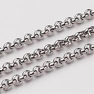 304 Stainless Steel Rolo Chains, Belcher Chain, Unwelded, Stainless Steel Color, 2.5x1mm(STAS-M032-42P-2.5mm)