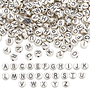 Zinc Alloy Spacer Beads, Flat Round with Random Letter A~Z, Antique Silver, 6.5x3.5mm, Hole: 1.5mm, 200pcs/box(FIND-AR0002-65)