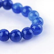 Natural Dyed Yellow Jade Gemstone Bead Strands, Round, Midnight Blue, 10mm, Hole: 1mm, about 40pcs/strand, 15.7 inch(G-R271-10mm-Y22)