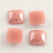 Pearlized Plated Opaque Glass Cabochons, Square, Rosy Brown, 6x6x3mm(PORC-S802-6mm-03)