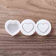 Shaker Molds, DIY Heart Quicksand Silicone Molds, Resin Casting Molds, for UV Resin, Epoxy Resin Craft Making, White, 43x130x13mm, Inner Diameter: 27~34x35~38mm(DIY-G059-A01)