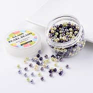 Glass Pearl Bead Sets, Lavender Garden Mix, Eco-Friendly, Round, Dyed  , Mixed Color, 6mm, Hole: 0.7~1.1mm, about 400pcs/box.(HY-JP0001-02-H)