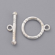 Sterling Silver Toggle Clasps, Ring: 14x11.5mm, Bar: 17x5mm, Hole: 1.5mm(X-STER-A008-21)