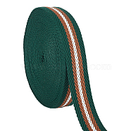 10 Yards Polyester Striped Ribbon, Flat, Dark Green, 1-1/4 inch(32mm), about 10.00 Yards(9.14m)/Roll(SRIB-WH0011-068B)