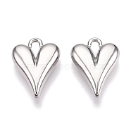 Rack Plating Alloy Pendants, Heart, Platinum, 15x11.5x4mm, Hole: 1.8mm(FIND-N005-07P)