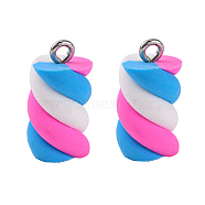 Handmade Polymer Clay Charms, with Platinum Tone Iron Findings, Marshmallow, Colorful, 17~19x9~10x9~10mm, Hole: 2mm(X-CLAY-T016-83H)