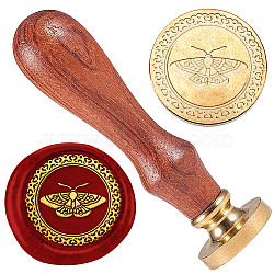 Wax Seal Stamp Sets, Golden Tone Sealing Wax Stamp Solid Brass Head, with Wood Handle, for Envelopes Invitations, Gift Card, Butterfly, 83x22mm, Stamps: 25x14.5mm(AJEW-WH0208-1137)