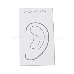 Ear Print Paper Earring Display Cards, Jewelry Display Cards for Earrings, Rectangle, White, 7.2x4.2x0.04cm, Hole: 6mm and 1.5mm(CDIS-C006-04)