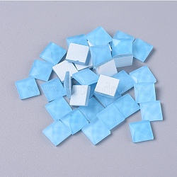 Faceted Glass Cabochons, Mosaic Tiles, for Home Decoration or DIY Crafts, Square, Sky Blue, 9.5x9.5x3.8mm, about 90pcs/bag(DIY-WH0121-46H)