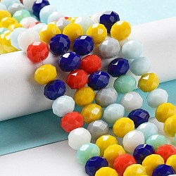 Glass Beads Strands, Faceted, Rondelle, Mixed Color, 8x6mm, Hole: 1mm, about 65~68pcs/strand, 15.7~16.1 inch(40~41cm)(EGLA-A034-M8mm-33)