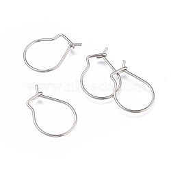 304 Stainless Steel Earring Hooks, Ear Wire, Stainless Steel Color, 18x13x0.8mm(X-STAS-H436-02P)