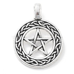 Tibetan Style Alloy Pendants, Star Charms, Antique Silver, 39x29.5x2.5mm, Hole: 5x6.5mm(FIND-I042-01AS-03)