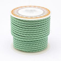 Braided Cowhide Leather Cord, Leather Rope String for Bracelets, Medium Aquamarine, 4mm, about 5.46 yards(5m)/roll(NWIR-N005-01P-4mm)