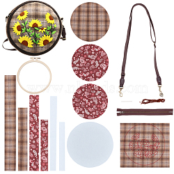 DIY Crossbody Bag Embroidery Kit, including Plastic Embroidery Hoops, Thread, Adjustable Bag Strap, Zipper Component, Iron Needle, Polyester Fabric, Specification, Mixed Color, 176~745x1~206x0.1~10mm(DIY-WH0325-88)