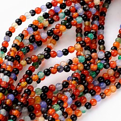 16 inch Round Gemstone Strands, Color Agate, Round, about 95pcs/strand, 4mm in diameter, hole: 0.8mm(X-GSR4mmC136)