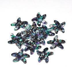Cellulose Acetate(Resin) Pendants, Starfish/Sea Stars, Turquoise, 15x17x2.5mm, Hole: 1.5mm(KY-S132A-A353)