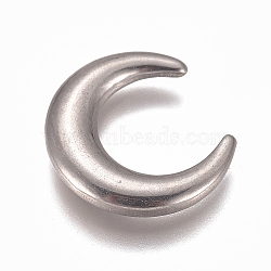 304 Stainless Steel Beads, Double Horn/Crescent Moon, for Wire Wrapped Pendants, Stainless Steel Color, 11.5x10.5x2mm(STAS-I137-09A)