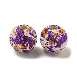 Spray Paint Schima Wood Bead, Round, Halloween/Thanksgiving Theme, Dark Orchid, 16x15mm, Hole: 4.2mm(WOOD-H107-03B)