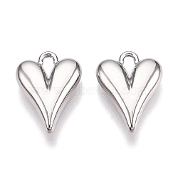 Rack Plating Alloy Pendants, Heart, Platinum, 15x11.5x4mm, Hole: 1.8mm(FIND-N005-07P)