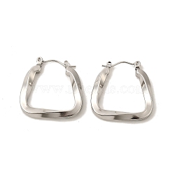 Non-Tarnish 304 Stainless Steel Trapezoid Hoop Earrings for Women, Stainless Steel Color, 25x26x3.5mm, Pin: 0.7mm(EJEW-P202-05P)