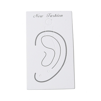 Ear Print Paper Earring Display Cards, Jewelry Display Cards for Earrings, Rectangle, White, 7.2x4.2x0.04cm, Hole: 6mm and 1.5mm