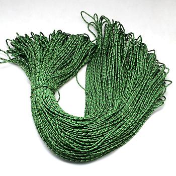 Polyester & Spandex Cord Ropes, 1 Inner Core, Green, 2mm, about 109.36 yards(100m)/bundle