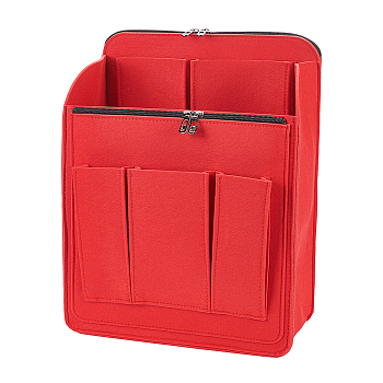 Felt Backpack Organizer Insert, Rucksack Bag Accessories, with Iron Zipper, Rectangle, Red, 36.5x29x3cm
