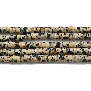 Natural Dalmatian Jasper Beads Strands, Disc, Heishi Beads, 4x2mm, Hole: 1mm, about 173pcs/strand, 15.39~15.43''(39.1~39.2cm)