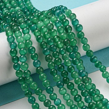 Cat Eye Beads Strands, Round, Medium Sea Green, 4mm, Hole: 0.7mm, about 100~105pcs/strand, 14.37~14.69 inch(36.5~37.3cm)